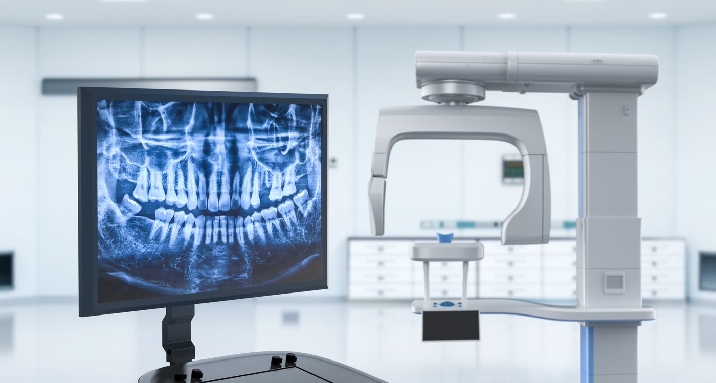 Dental panoramic X-ray showing the full mouth in a single image at Regency Dental Care in Palatine, IL